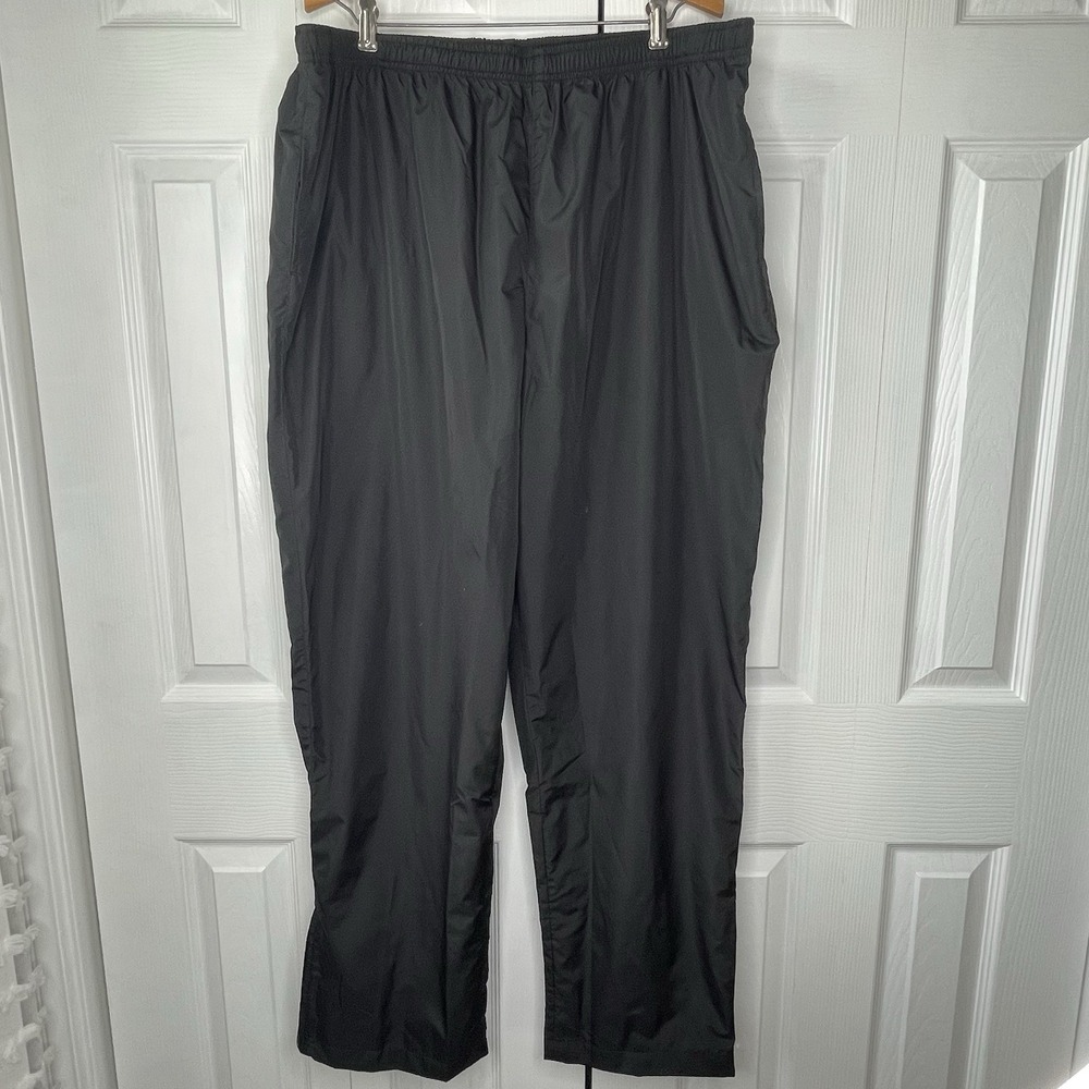 Lands' End Windbreaker Pants Black ‎ L 36-38 Lightweight Mesh Lined Zip Ankle